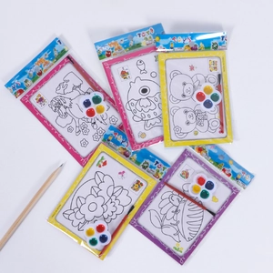 Kids DIY Watercolor Painting Kit Drawing Coloring Board With Paint And Brush Educational Graffiti Toy Cartoon Pattern