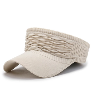 Elegant beige knitted sun visor hat for women outdoor running and sun protection