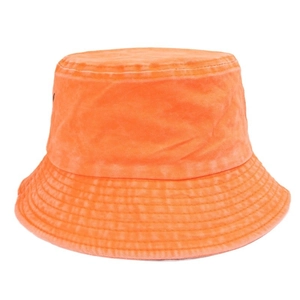 Bob orange vif en coton lavé avec bord surpiqué pour protection solaire en plein air