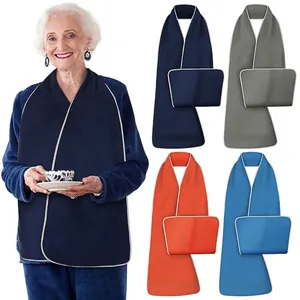 Adult Bib Eating Scarf Waterproof Polyester Fleece Washable Oil Proof Reusable Clothing Protector For Elderly Seniors