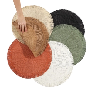 Tovaglietta rotonda intrecciata da 38cm con nappe e frange in vari colori
