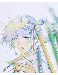 Detailed view of Morandi series gel pens with matte finish and fine nib for journaling