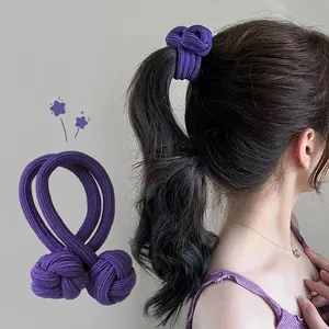 Braided Hair Ties With Double Ball Knots For Women High Elasticity Thick Hair Ropes Ponytail Holder Dopamine Style