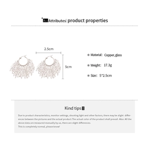 Spécifications des boucles d'oreilles à pampilles en argent avec détails de dimensions