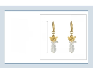 Detail specifications of 18K gold-plated stainless steel fox earrings with natural stones