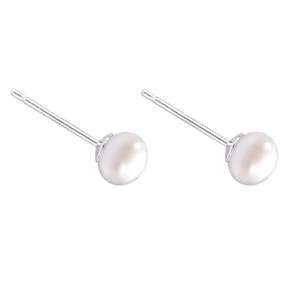 Elegant 925 silver stud earrings with classic white freshwater pearls for women