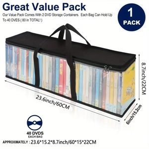 Waterproof clear PVC DVD storage bag with Oxford cloth handle and detailed dimensions