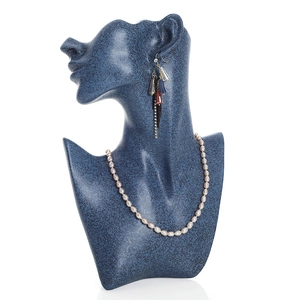 Professional resin mannequin jewelry bust with pearl necklace and fringe earrings