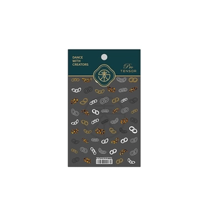 Interlocking chain pattern nail art stickers TS-888 with gold and silver links