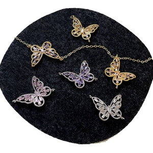 14k gold filled butterfly charms with cubic zirconia for DIY jewelry making sets