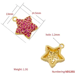 Elegant 18K gold plated star pendant with sparkling purple zircon inlay for women