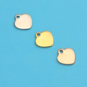 Polished heart pendants in silver, gold, and rose gold finishes for DIY jewelry