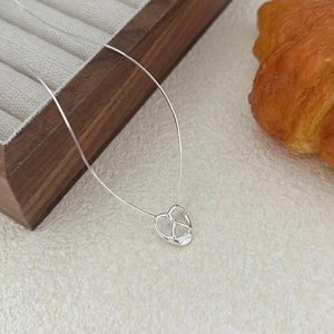 925 sterling silver heart snake chain necklace featuring elegant French bow design