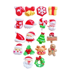 Set of 18 mini Christmas resin ornaments including Santa, snowman and reindeer for DIY crafts