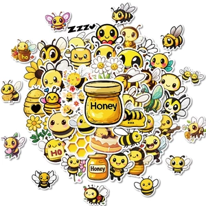 50pcs set of cute bee cartoon stickers for DIY scrapbooking and waterproof decoration