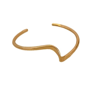 Minimalist polished golden wave bangle with irregular twisted open design for women