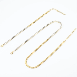 Goldene Edelstahl-Panzerkette mit funkelnden weißen Diamanten für Damen