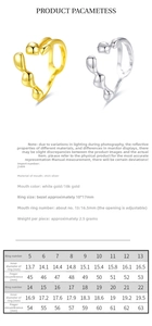 Size chart showing inner diameter and circumference for S925 silver irregular rings