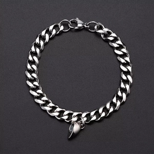 Elegant magnetic heart couple bracelet with silver finish cuban chain and lobster clasp