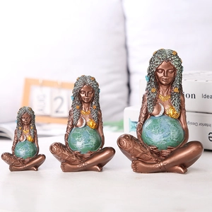 Mother Earth Gaia Statue Resin Figurine Goddess Art Ornament Spiritual Home Office Desk Decor Spiritual Gift Vintage Bronze Design