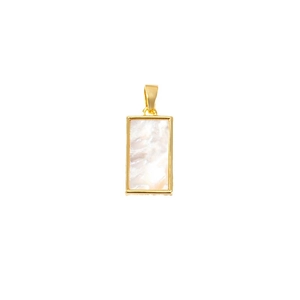 14K gold filled rectangular pendant with white mother of pearl inlay for DIY jewelry