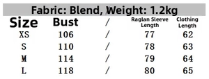 Size chart for women leather jacket with chest, sleeve and length specs in centimeters