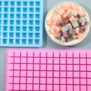 Molde de silicona azul y rosa de 126 rejillas para cubitos de hielo y dulces pequeños