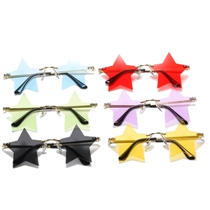 Frameless star-shaped sunglasses in six assorted colors with slim metal temples