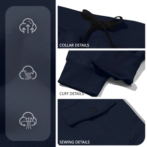 Deep blue heavy fleece sweatpants for men featuring functional pockets and stitching detail