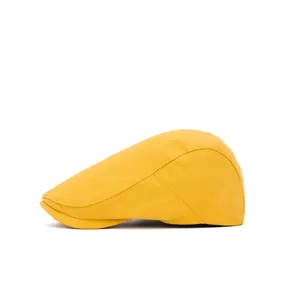 Side view of British vintage ginger newsboy cap in twill cotton with premium stitching