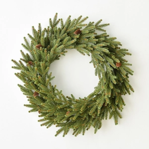 Christmas Wreath Artificial Pine Needle Garland With Pine Cones Red Gold Ornaments Front Door Hanging Home Decor European Style