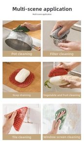 Versatile silicone cleaning pads used for scrubbing pots, vegetables, and household tiles