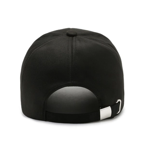 Casquette de baseball noire pour homme en coton avec boucle en métal réglable vue arrière