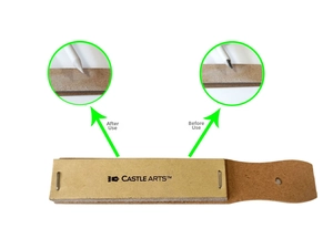 Detail of sandpaper pointer for sharpening sketch pencils and blending stumps with wood handle
