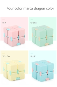 Macro detail of macaron-colored infinity cubes with matte finish for stress relief