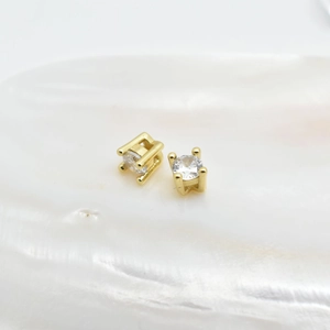 DIY jewelry parts featuring four-prong gold-plated cubic zirconia beads for handcrafting