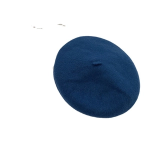 Classic dark blue wool beret hat with a minimalist vintage design for autumn and winter