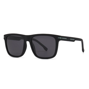 Classic 2024 matte black TR frame sunglasses with grey lenses in 45-degree angle view
