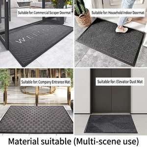Heavy-duty rubber entryway doormat with non-slip texture and Welcome letter print