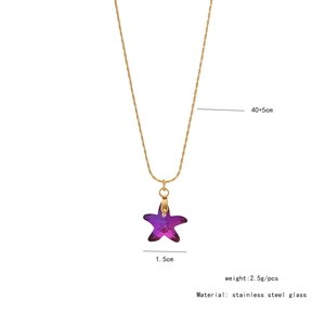 Tableau des tailles de collier en acier inoxydable avec pendentif étoile de mer violette