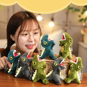 Dinosaur Plush Keychain Bag Pendant Soft Stuffed Animal Toy Cartoon Tyrannosaurus Backpack Accessory Gift For Kids Teens