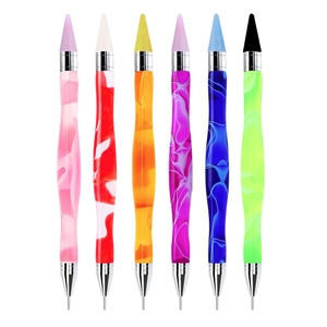 Stylo Ramasseur De Strass Pour Nail Art Double Embout Manche Acrylique Marbré Pointe Cire Auto Adhésive Outil Aiguille Inox