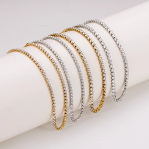 Tennis Necklace 304 Stainless Steel Single Row Zircon Simple Minimalist Fashion Sparkling Jewelry For Women