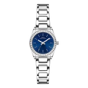 IBSO elegant women's watch with gradient starry blue dial and rhinestone bezel steel strap