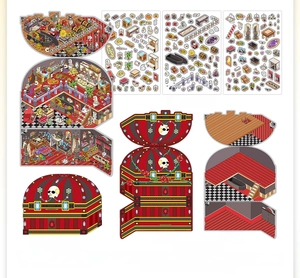 3D gothic castle DIY PET sticker set with folding scene cards for journaling scrapbooks