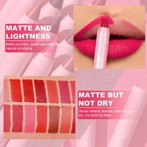Detaillierte Farbmuster und Lippenauftrag eines cremigen mattroten Lippenstifts