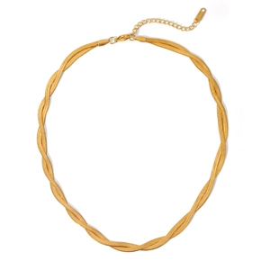Detailed macro view of 18K gold plated stainless steel snake chain with lobster clasp