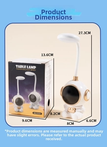 Detailed size parameters and dimensions for the white astronaut LED desk lamp