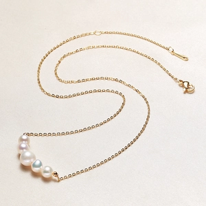 Graduated Freshwater Pearl Necklace For Women 14K Gold Filled Chain Elegant Minimalist White Pearl Jewelry Chic Accessories