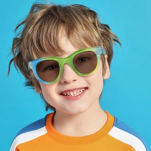 Kids Sunglasses Round Frame Rainbow Gradient Glitter Sequins UV400 Protection Outdoor Fashion Eyewear For Boys Girls